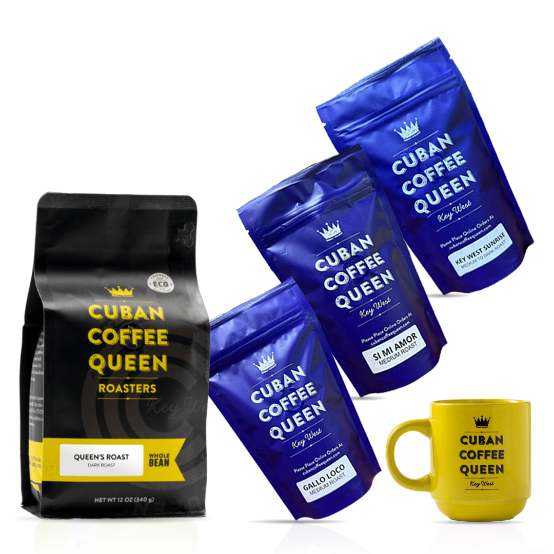 3 packet 2oz with mug and 12oz queen's roast